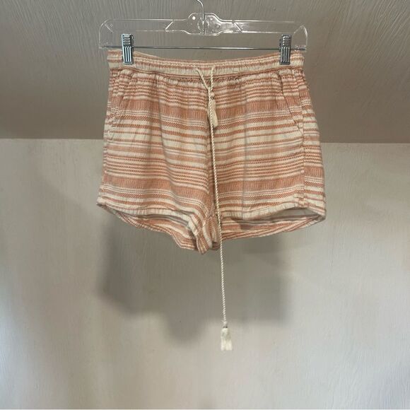 Abercrombie & Fitch Striped Cream Cotton Tassels Drawstring Shorts - Picture 3 of 9